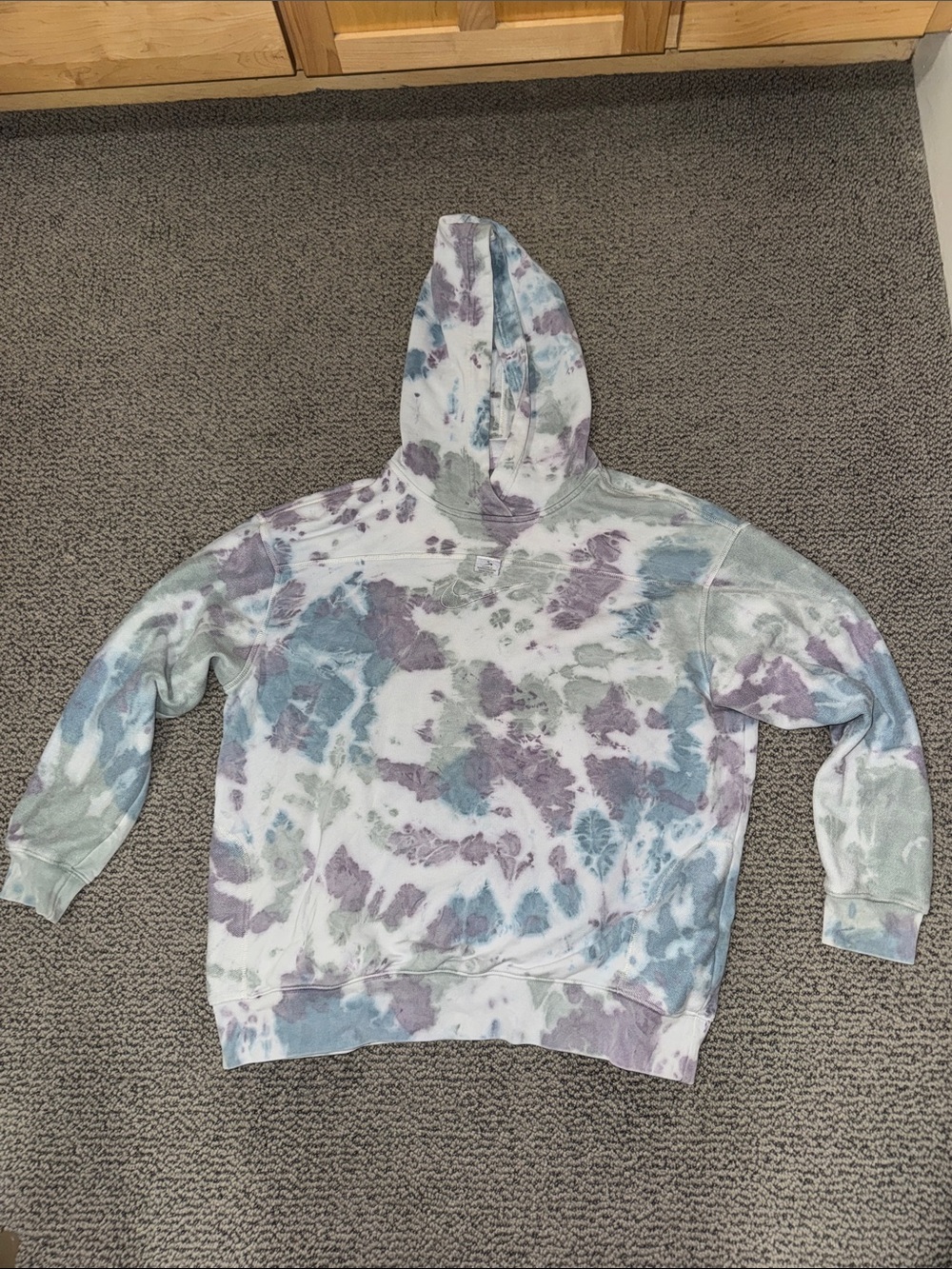 Nike Tie-Dye Pullover Hoodie in Pastel Purple, Blue & Green